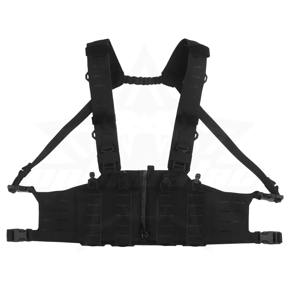 OPHIDIAN with M4 AR Magazine Pouch Adjustable Molle H-Type Vest Chest Gear Lightweight Zipper Link Fixed Vest BK
