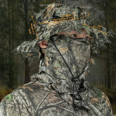 Outdoor Bionic Tree Hunting Bucket Hat Polyester Camping Hiking Hunting with 3D Maple Leaf Hidden Jungle Hat Sun Protection Cap 1pc