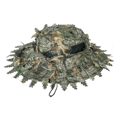 Outdoor Bionic Tree Hunting Bucket Hat Polyester Camping Hiking Hunting with 3D Maple Leaf Hidden Jungle Hat Sun Protection Cap 1pc