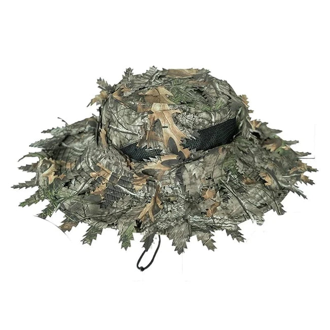 Outdoor Bionic Tree Hunting Bucket Hat Polyester Camping Hiking Hunting with 3D Maple Leaf Hidden Jungle Hat Sun Protection Cap 1pc