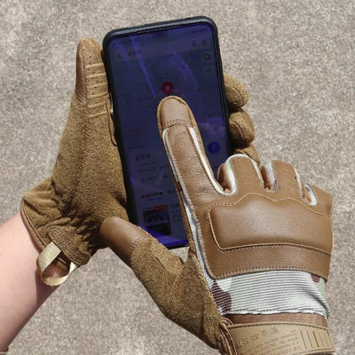 Outdoor Tactical Gloves Men Wear-resistant Special Forces Leather Breathable Touch Screen Anti-slip Fitness Cycling Gloves