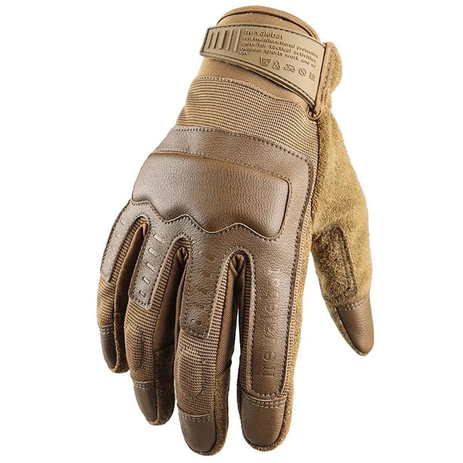 Outdoor Tactical Gloves Men Wear-resistant Special Forces Leather Breathable Touch Screen Anti-slip Fitness Cycling Gloves Brown / S
