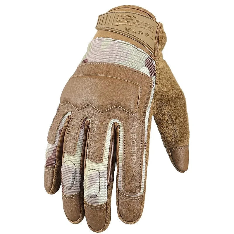 Outdoor Tactical Gloves Men Wear-resistant Special Forces Leather Breathable Touch Screen Anti-slip Fitness Cycling Gloves CP / S