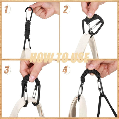 Paracord Keychain Dual Carabiner Clip Braided Lanyard Survival Emergency Knot Tools For Keys Outdoor Camping Hiking Backpack