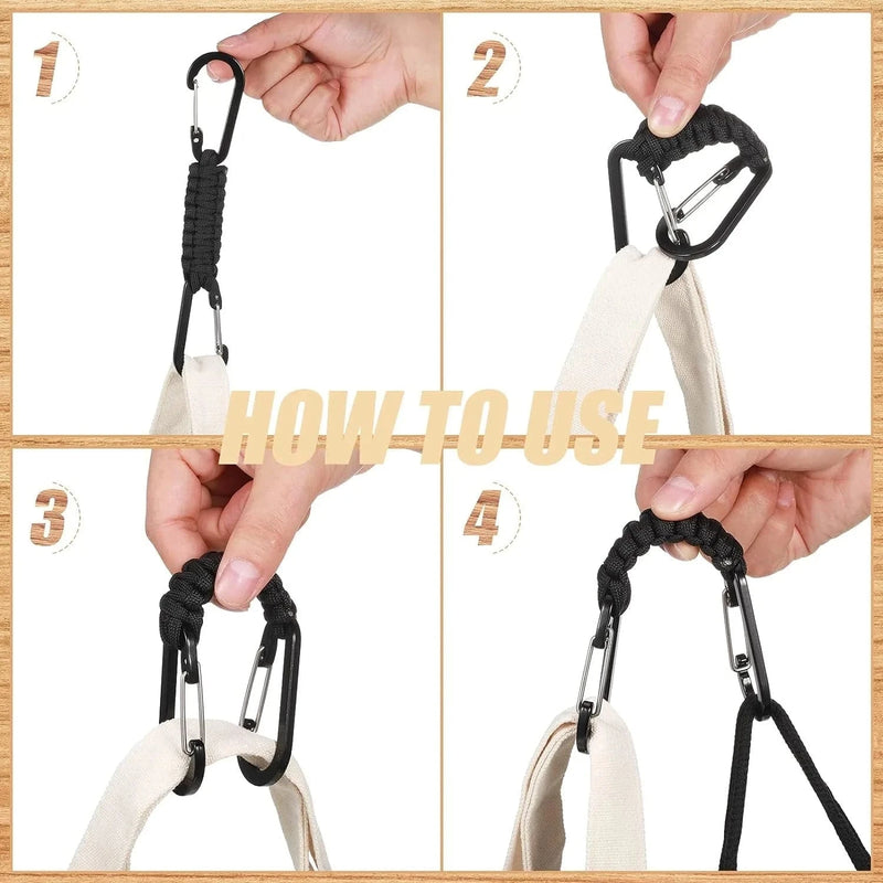 Paracord Keychain Dual Carabiner Clip Braided Lanyard Survival Emergency Knot Tools For Keys Outdoor Camping Hiking Backpack