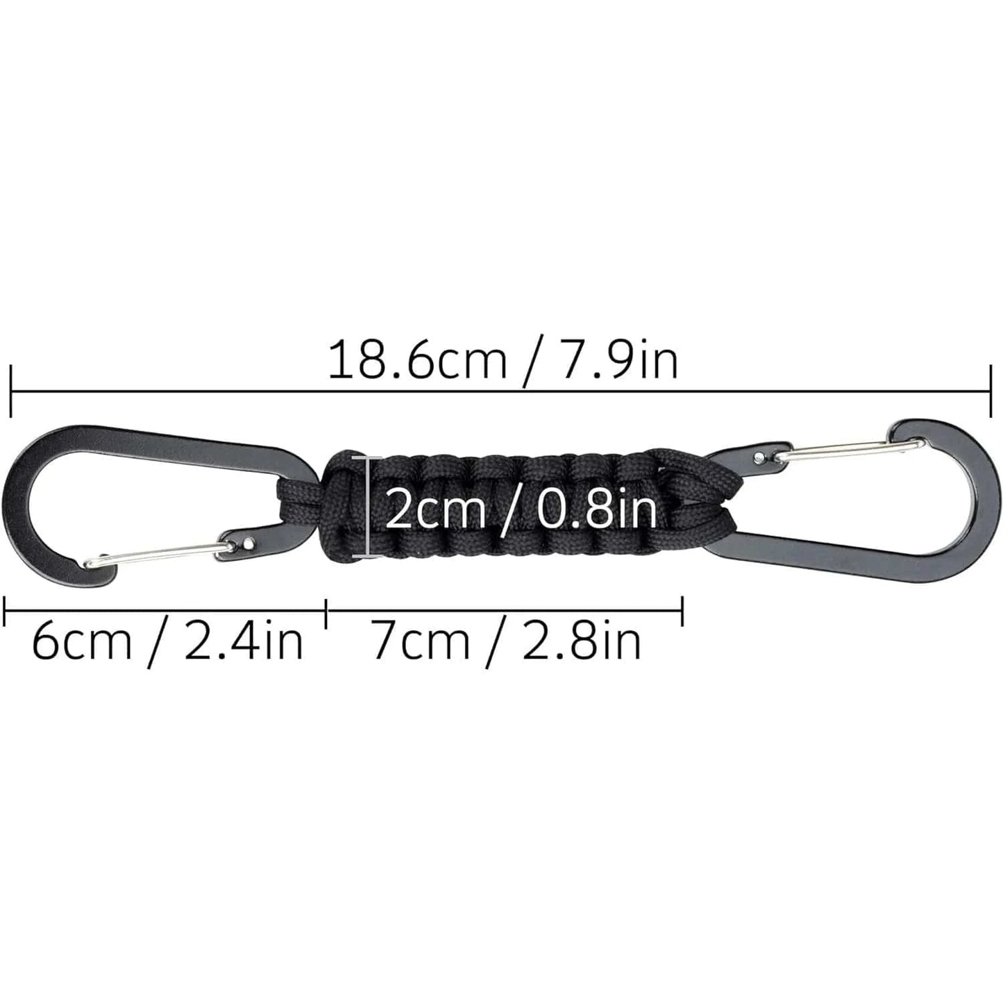 Paracord Keychain Dual Carabiner Clip Braided Lanyard Survival Emergency Knot Tools For Keys Outdoor Camping Hiking Backpack
