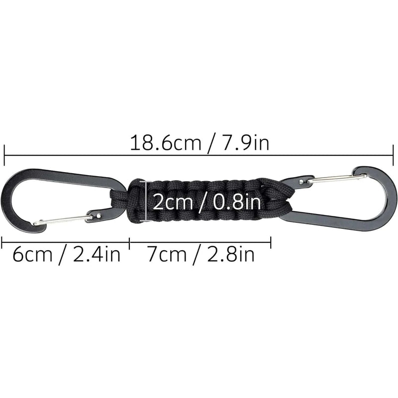 Paracord Keychain Dual Carabiner Clip Braided Lanyard Survival Emergency Knot Tools For Keys Outdoor Camping Hiking Backpack