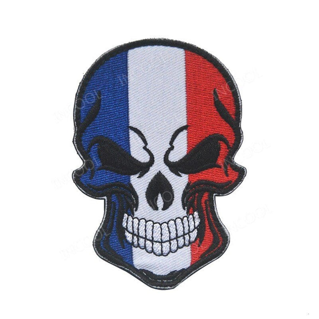 ACTION AIRSOFT 0 Patch crâne drapeau bleu blanc rouge