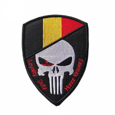 LEGEND AIRSOFT 0 Belgique Patch crâne drapeau national 3D 7x9,5 cm