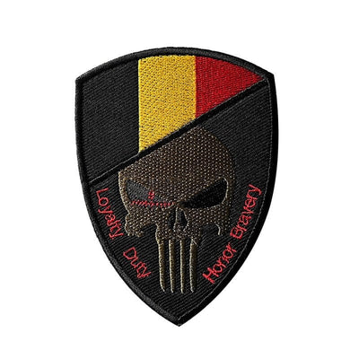 LEGEND AIRSOFT 0 Belgium Or Patch crâne drapeau national 3D 7x9,5 cm