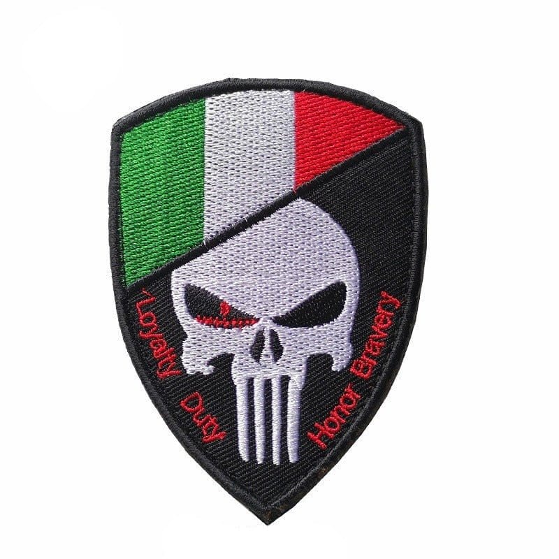 LEGEND AIRSOFT 0 Italie Patch crâne drapeau national 3D 7x9,5 cm