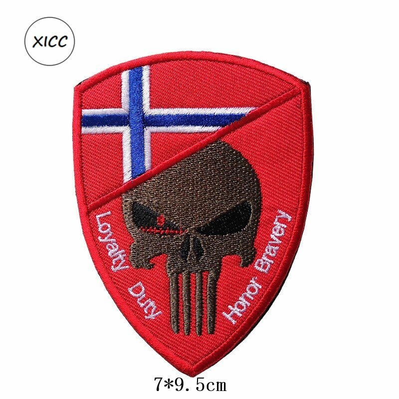 LEGEND AIRSOFT 0 Norvège Patch crâne drapeau national 3D 7x9,5 cm