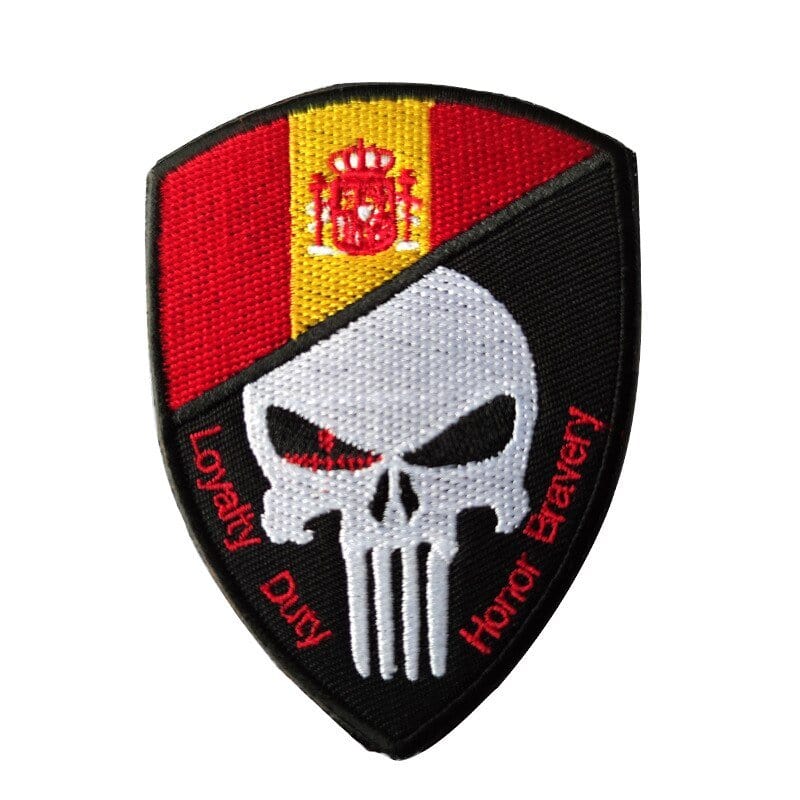 LEGEND AIRSOFT 0 Espagne Patch crâne drapeau national 3D 7x9,5 cm