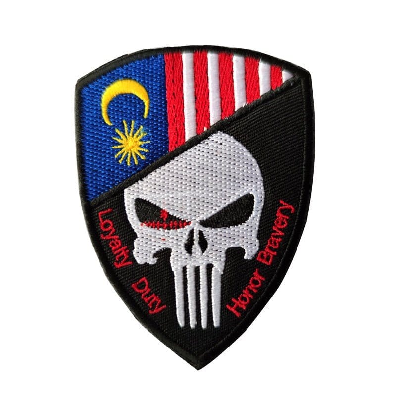 LEGEND AIRSOFT 0 Malaisie Patch crâne drapeau national 3D 7x9,5 cm