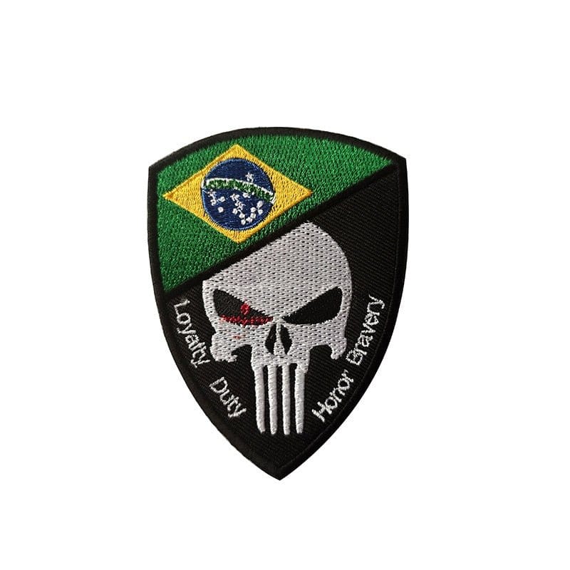 LEGEND AIRSOFT 0 Brézil Patch crâne drapeau national 3D 7x9,5 cm