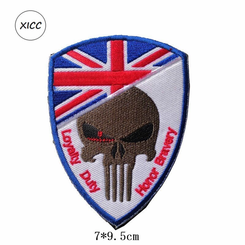 LEGEND AIRSOFT 0 Angleterre Patch crâne drapeau national 3D 7x9,5 cm