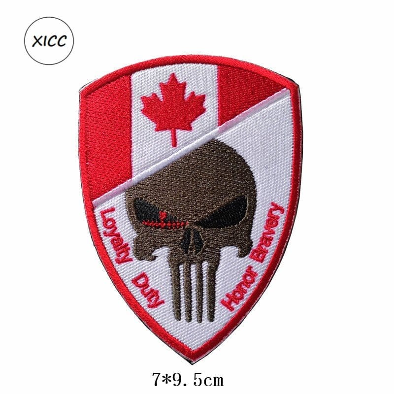 LEGEND AIRSOFT 0 Canada Patch crâne drapeau national 3D 7x9,5 cm