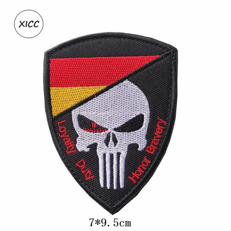 LEGEND AIRSOFT 0 Allemagne Patch crâne drapeau national 3D 7x9,5 cm