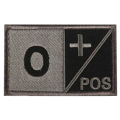 ACTION AIRSOFT 0 O+ positif Patch groupe sanguin noir crochet et boucle