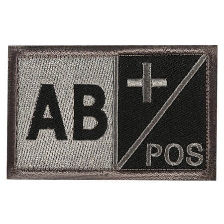 ACTION AIRSOFT 0 AB+ positif Patch groupe sanguin noir crochet et boucle