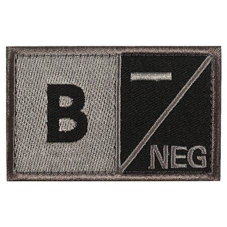 ACTION AIRSOFT 0 B- négatif Patch groupe sanguin noir crochet et boucle