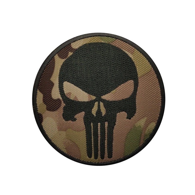 Patch Brodé Thermocollant "Punisher" Militaire - Diamètre 8 Cm, Motif "Dieu Jugera Nos Ennemis", Prêt à Repasser