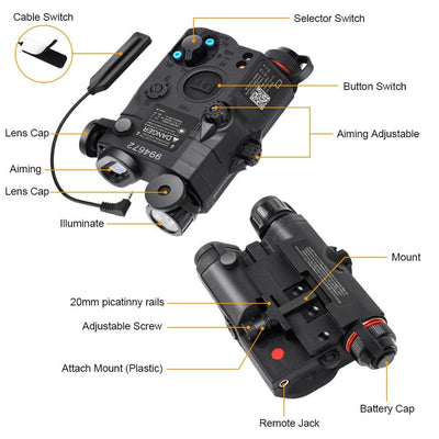 ACTION AIRSOFT 0 Pointeur laser LA-5C PEQ-15 IR 20mm