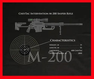 Rare New Black Cotton T-Shirt Cheytac Intervention M-200 Sniper Rifle Ak 47 Nwt 2019 Brand Men Clothing Fashion Design T Shirt