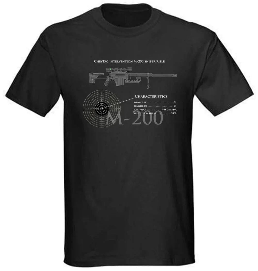 Rare New Black Cotton T-Shirt Cheytac Intervention M-200 Sniper Rifle Ak 47 Nwt 2019 Brand Men Clothing Fashion Design T Shirt