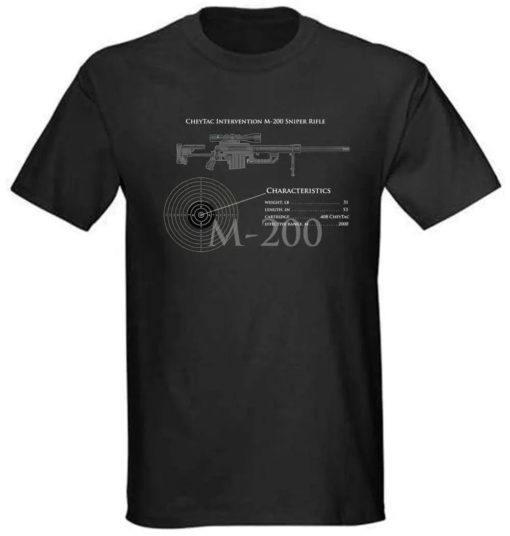 Rare New Black Cotton T-Shirt Cheytac Intervention M-200 Sniper Rifle Ak 47 Nwt 2019 Brand Men Clothing Fashion Design T Shirt black / M