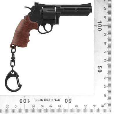 Revolver 1:4 Keychain Plastic Mini Pistol Gun Shape  Key Ring Gift Decorations with Rotating And Pop Up Magazine