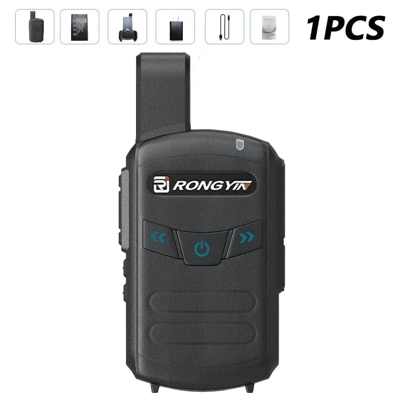 RongYin A5 Mini Walkie Talkie Portable Kids Toy Two Way Radio UHF400-470Mhz Type-C Charger Wireless frequency copy High Capacity 1PC Black / EU