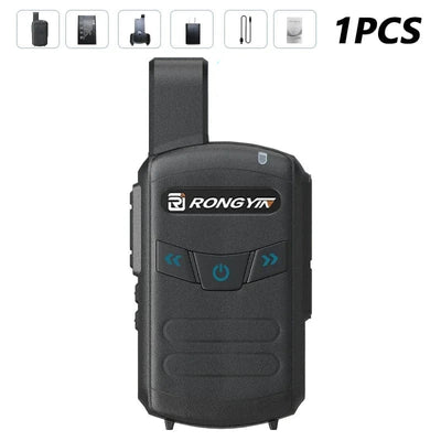 RongYin A5 Mini Walkie Talkie Portable Kids Toy Two Way Radio UHF400-470Mhz Type-C Charger Wireless frequency copy High Capacity 1PC Black / EU