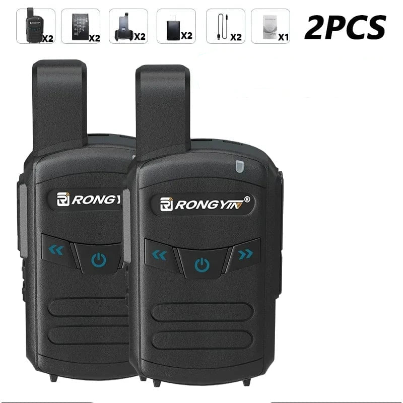 RongYin A5 Walkie Talkie Type-C Charger UHF 400-470Mhz Battery Saving 16 Channels Wireless Frequency Copy Mini Radio Gift BF-T20 2PCS Black