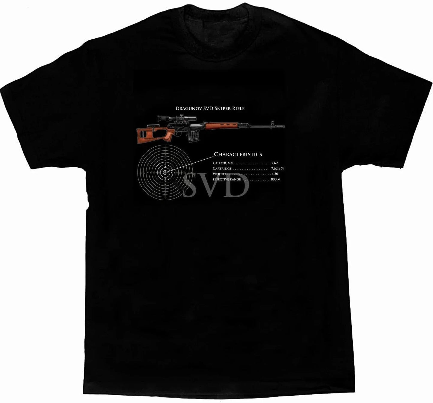 Russian Soviet SVD Dragunov Sniper Rifle T-Shirt. Summer Cotton Short Sleeve O-Neck Mens T Shirt New S-3XL black / L