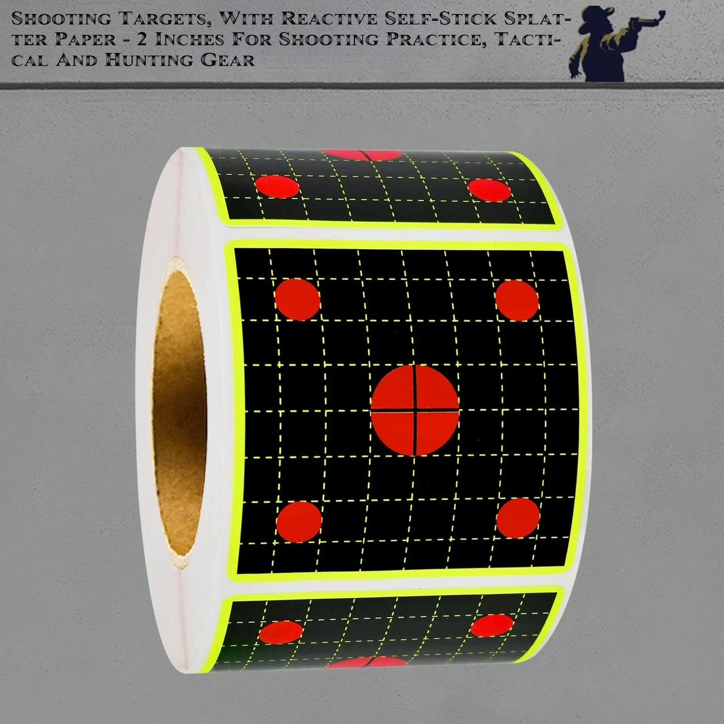 Shooting Square Practice Splash Target Paper Shooting Target Training Supplies Fluorescent Color Label 200Pcs 2in (Can Be Used for Real Gun Practice and Air Gun Practice) High Eye-Catching Shooting Target Stickers