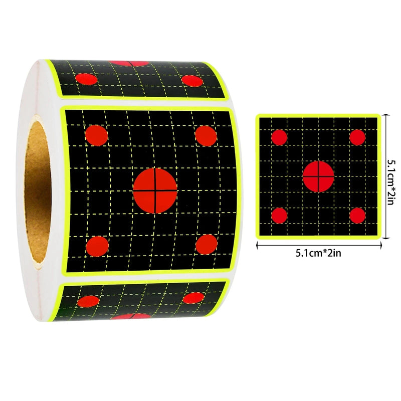 Shooting Square Practice Splash Target Paper Shooting Target Training Supplies Fluorescent Color Label 200Pcs 2in (Can Be Used for Real Gun Practice and Air Gun Practice) High Eye-Catching Shooting Target Stickers