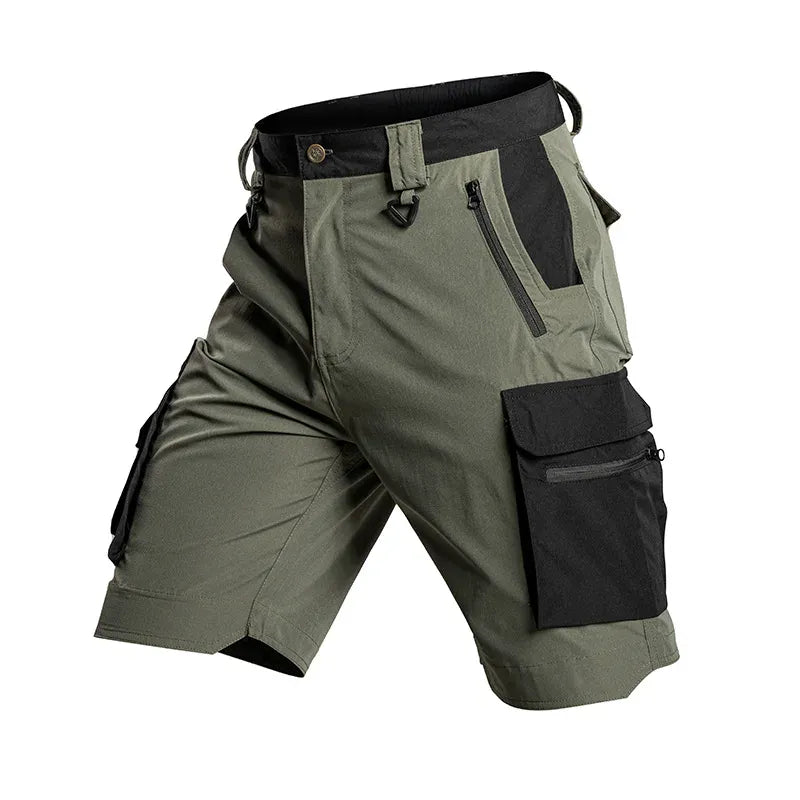 Shorts tactiques pour hommes, séchage rapide, légers, multi-poches, style militaire, pour la randonnée, la pêche, le camping, le travail, l'été, en plein air Green / S