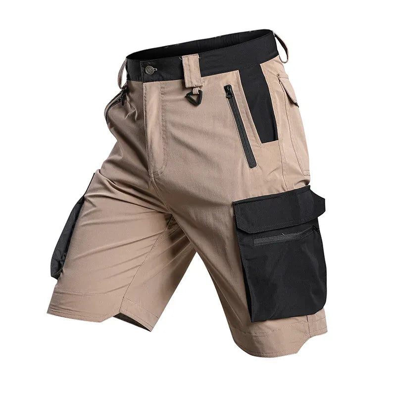 Shorts tactiques pour hommes, séchage rapide, légers, multi-poches, style militaire, pour la randonnée, la pêche, le camping, le travail, l'été, en plein air Khaki / L'