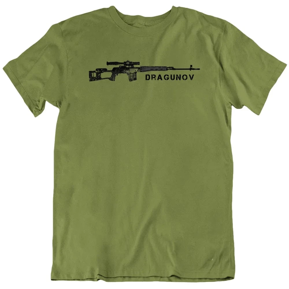 Soviet Russia Weapons Gun Dragunov Sniper Rifle T-Shirt 100% Cotton O-Neck Short Sleeve Summer Casual Mens T-shirt Size S-3XL army green / XL