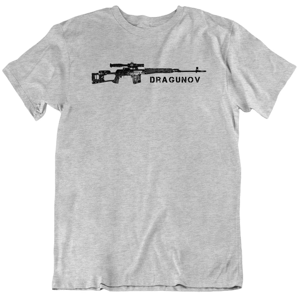 Soviet Russia Weapons Gun Dragunov Sniper Rifle T-Shirt 100% Cotton O-Neck Short Sleeve Summer Casual Mens T-shirt Size S-3XL GRAY / M