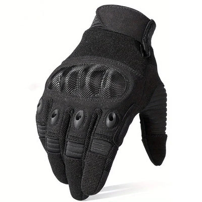 Super Fiber Men's Tactical Gloves Protection Shell Men Women Riding Hard Knuckle Full Finger Touch Screen Motorcycle Gloves Black / M