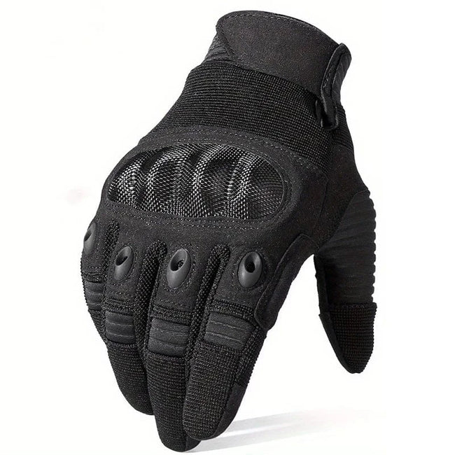Super Fiber Men's Tactical Gloves Protection Shell Men Women Riding Hard Knuckle Full Finger Touch Screen Motorcycle Gloves Black / M