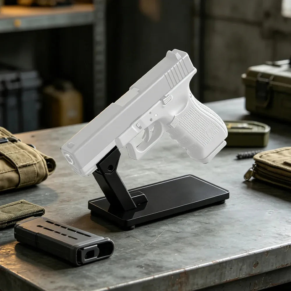 Support de présentation tactique pour pistolet, organisateur sécurisé pour armes à feu avec base antidérapante, support de présentation pour pistolet avec rails