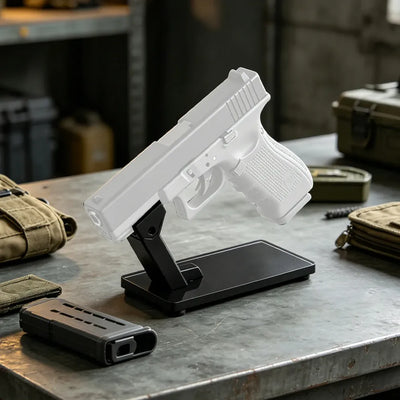 Support de présentation tactique pour pistolet, organisateur sécurisé pour armes à feu avec base antidérapante, support de présentation pour pistolet avec rails