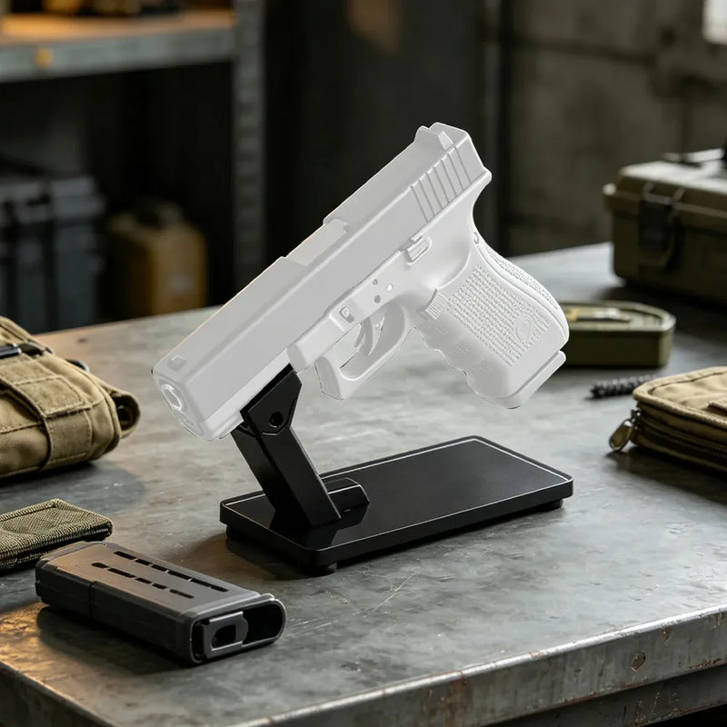 Support de présentation tactique pour pistolet, organisateur sécurisé pour armes à feu avec base antidérapante, support de présentation pour pistolet avec rails