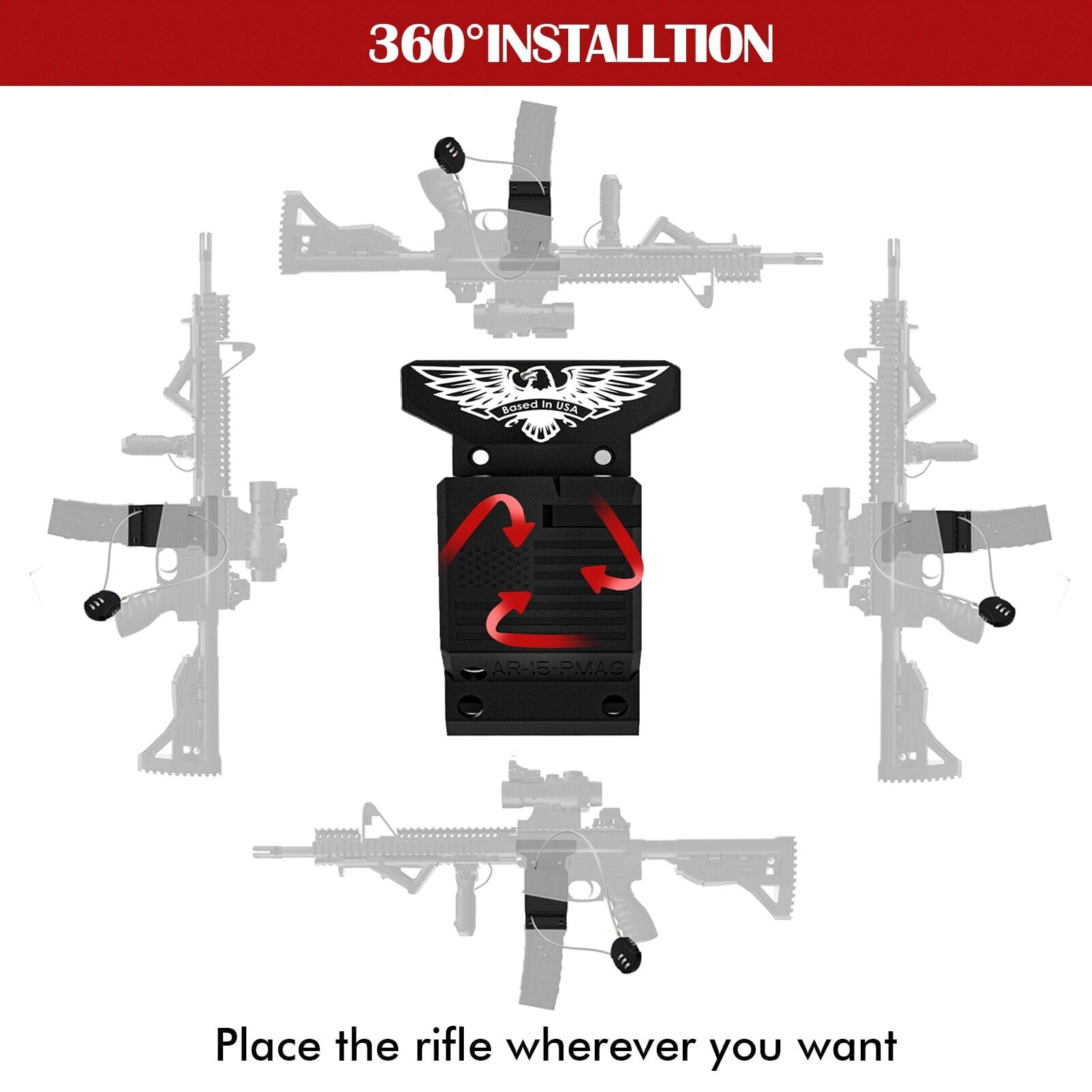 Support mural pour fusil – 3 emplacements, noir Support mural pour fusil – 3 emplacements, noir