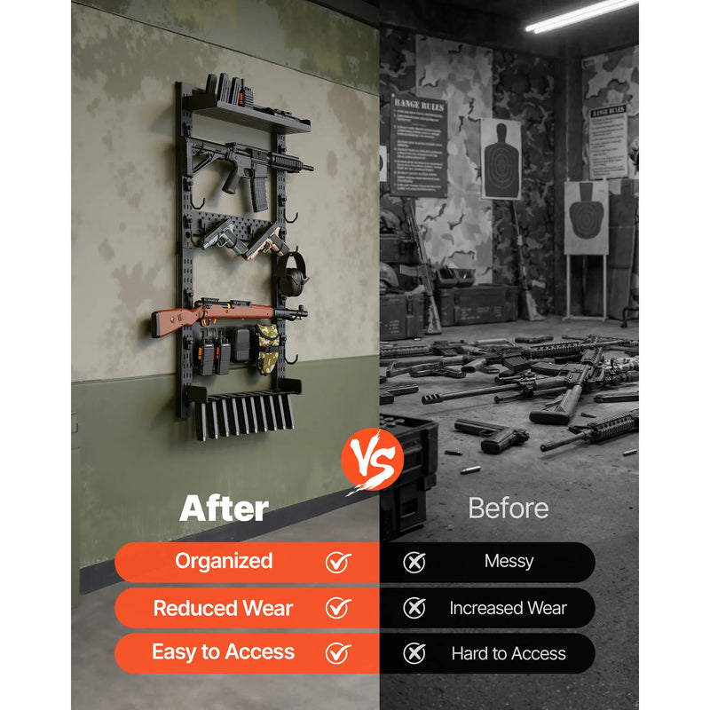 Support mural pour armes à feu SucceBuy en acier, support pour fusils d'intérieur avec porte-chargeurs, panneau MOLLE, accessoires pour armes à feu, support de rangement et d'exposition