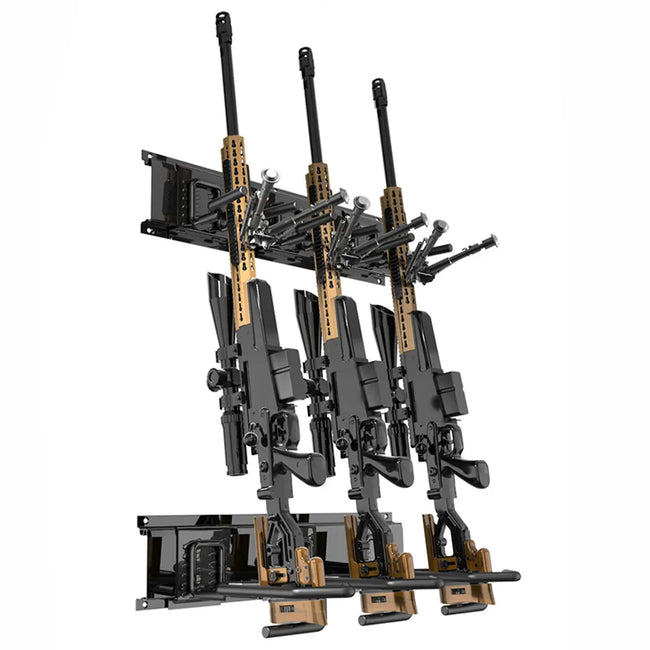 Support mural pour fusil tactique, présentoir pour fusils, fusil de chasse, carabine, support de rangement intérieur en acier, 3 emplacements pouvant contenir jusqu'à 160 lb Gun Rack