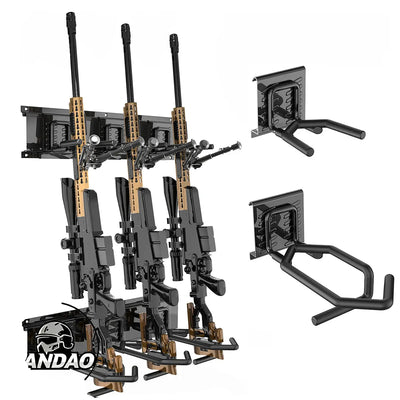 Support mural pour fusil tactique, présentoir pour fusils, fusil de chasse, carabine, support de rangement intérieur en acier, 3 emplacements pouvant contenir jusqu'à 160 lb Gun Rack